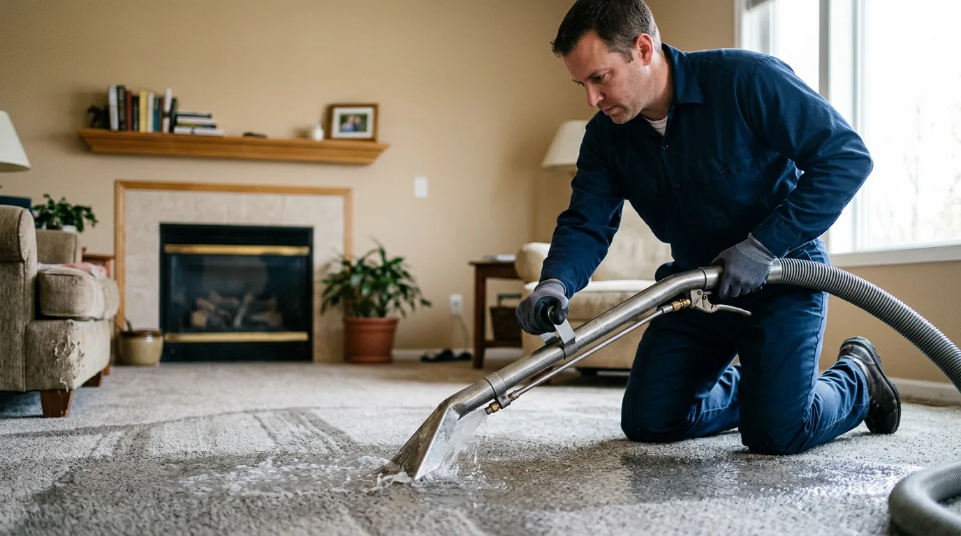 Water damage restoration technician working near Whitewater, CA